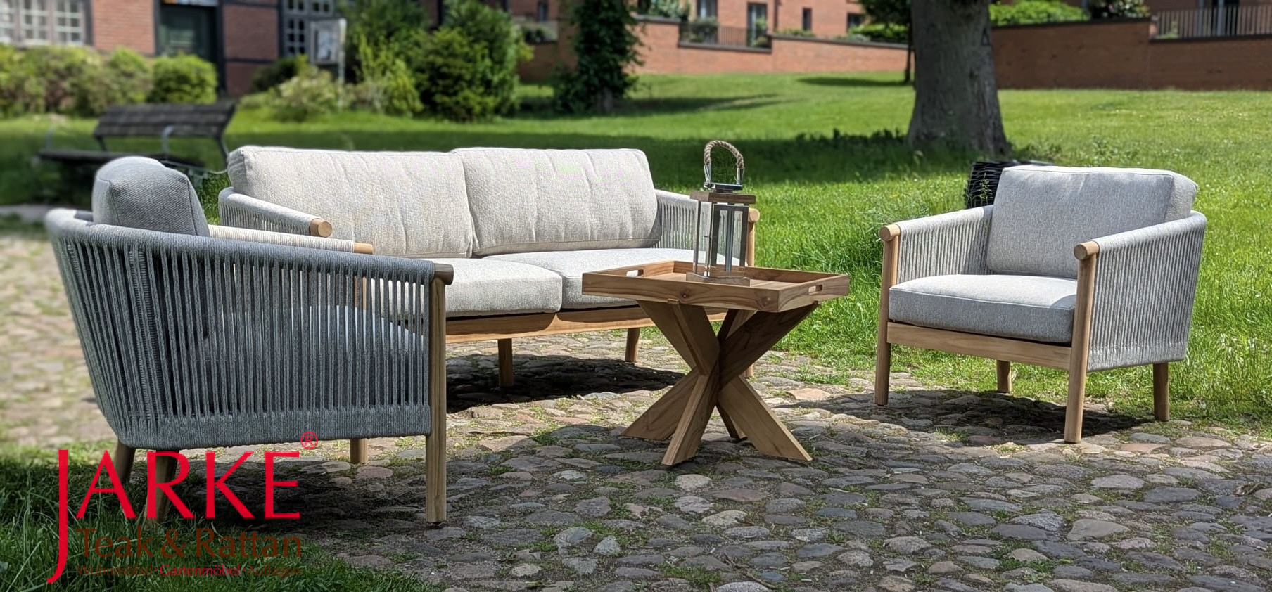 Loungeset Panama, mit Rope-Geflecht und Outdoor-Polstern