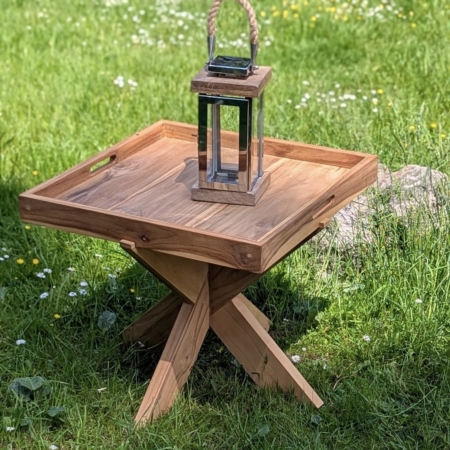 Teak Tablett-Tisch in 3 Größen