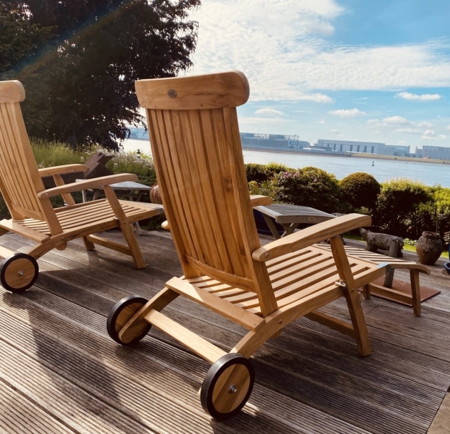 Teak Deckchair Alster, mit Rädern