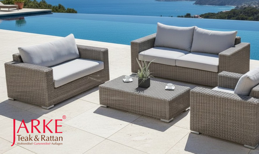 Outdoor Loungeset Livian inkl. Outdoor-Auflagen aus Olefin