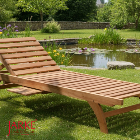 Teakholz Liege, extra breit mit 80 cm