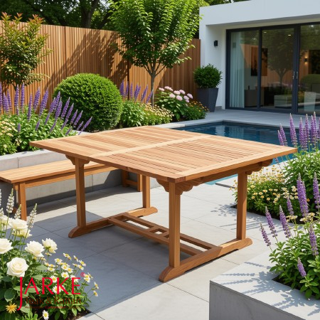 Teak Ausziehtisch Klassik, 120 x 140 - 200 cm