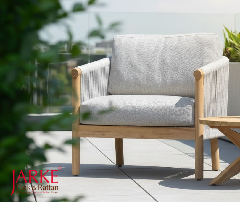 Loungesessel "Panama" mit Ropegeflecht, Outdoorkissen aus Olefin