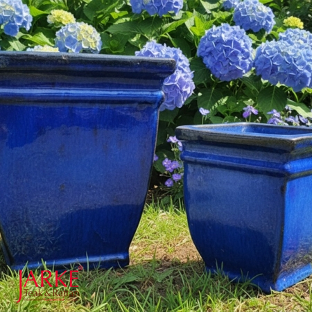 Terracotta Töpfe mit blauer Lasur, in 2 Größem