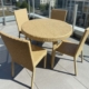 Outdoor Set: Runder Tisch "Gygnus" 100 cm + 4 Stapelstühle