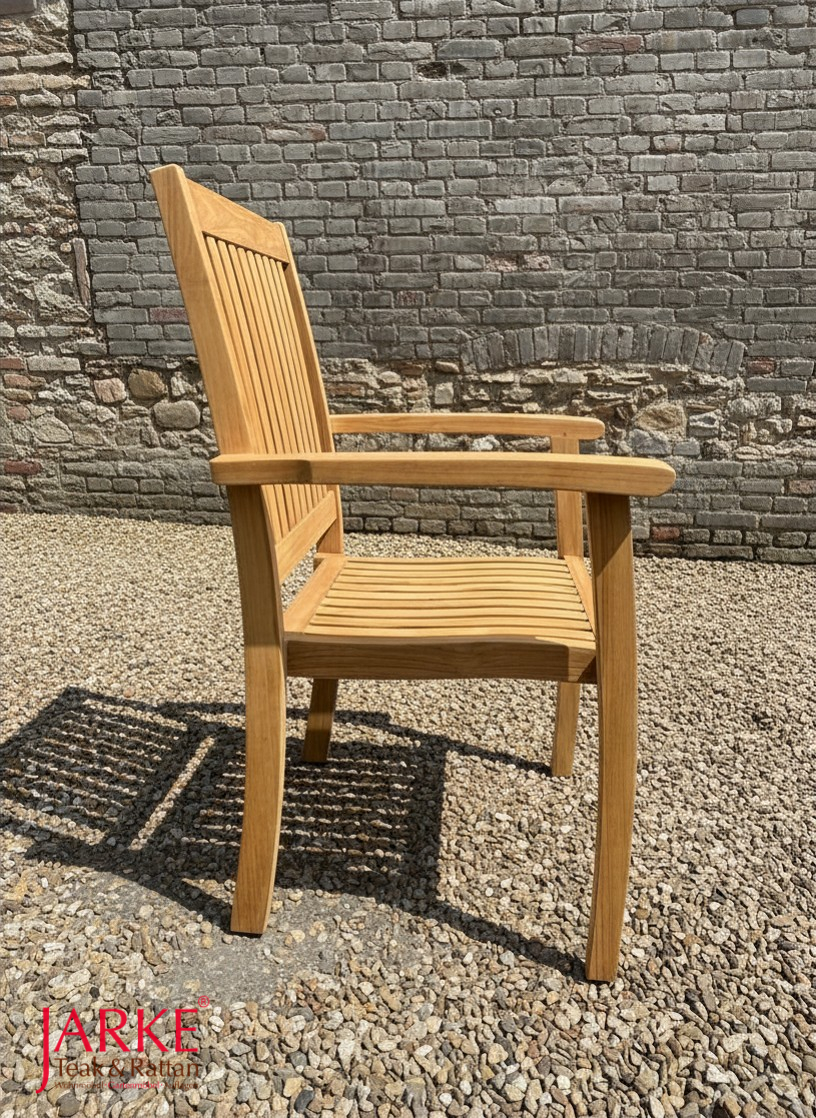Teak Stapelstuhl "Julian", hoher Rücken