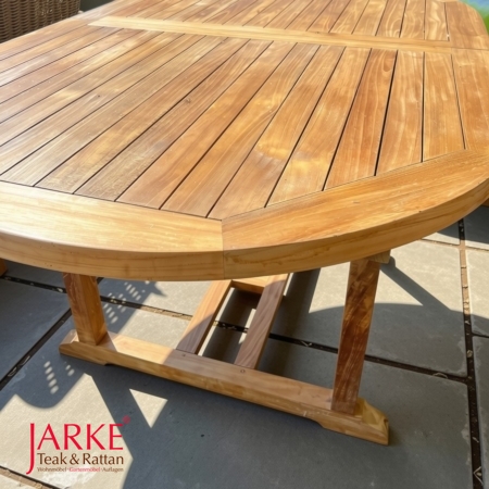 Teak Ausziehtsch de Lux mit dicker Tischplatte von 4 cm