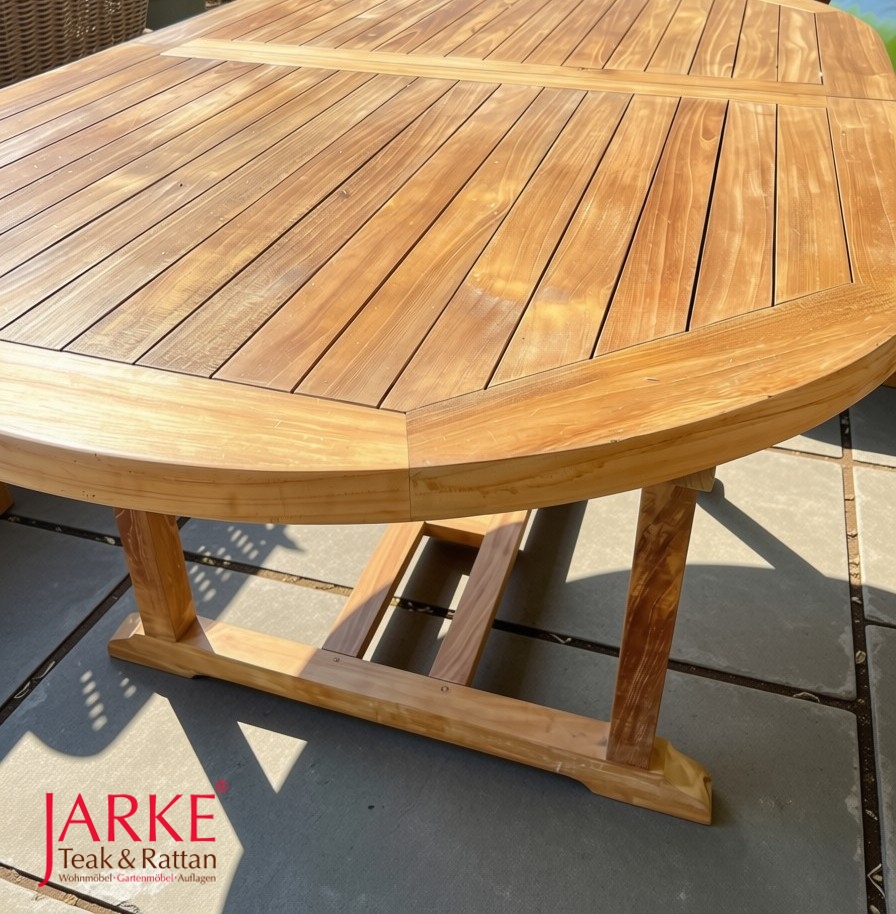 Teak Ausziehtsch de Lux mit dicker Tischplatte von 4 cm