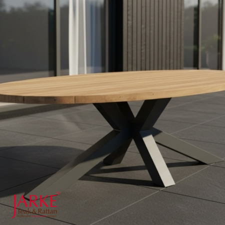Teak Tisch "Kira" in Elipsenform