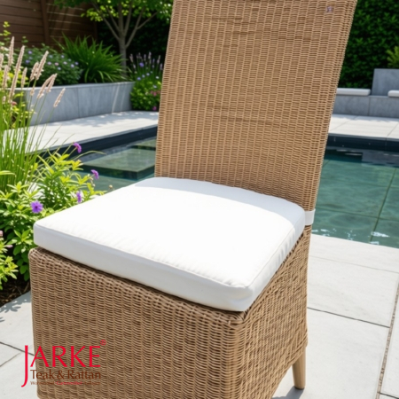Outdoor Stuhl "Avery" Natural Honey, mit Teakbeinen, Hussenkissen, Einzelstück
