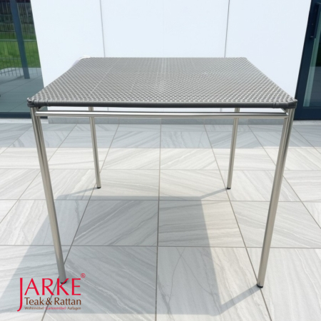 Outdoor Tisch, 80 x 80 cm, Tischplatte aus Ecolene Geflecht, Edelstahlbeine