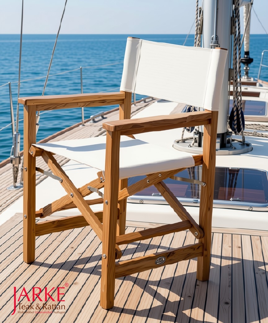 Teak Regiestuhl weiß