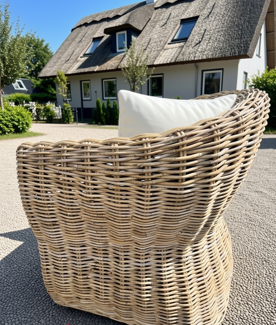 Rattan Sessel Lyon inkl. Sitzkissen und Zierkissen