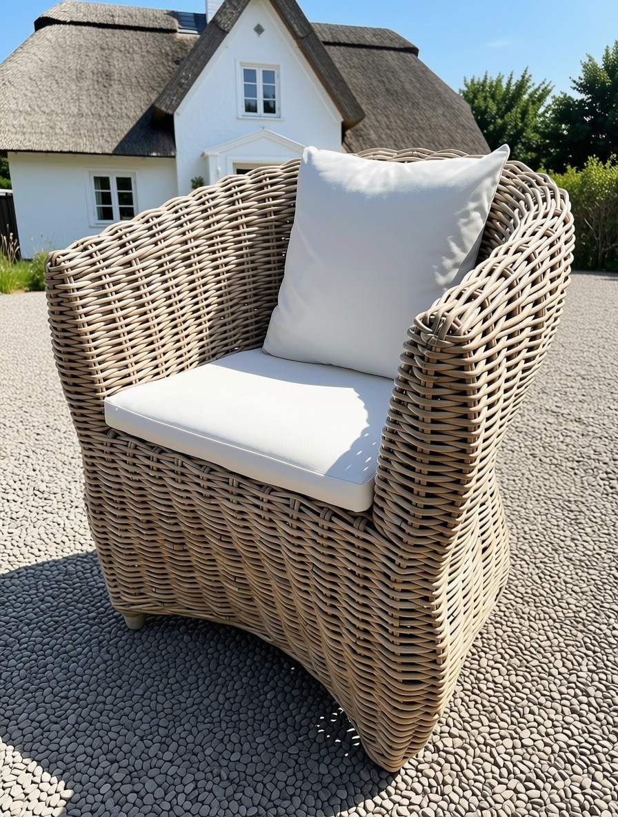 Rattan Sessel Lyon inkl. Sitzkissen und Zierkissen